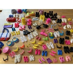 Vintage 90's Barbie Shoe Heel Boot Lot Plus Accessories Ken Skipper Barbie 72 Pr